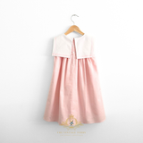 Girls Sailor Dress & Hair Bow Accessories Set Nautical Sleeveless Pink