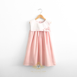 Girls Sailor Dress & Hair Bow Accessories Set Nautical Sleeveless Pink
