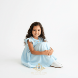 Girls Embroidered Smocked Bishop Dress Sky Blue