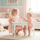 Girls Smocked Spanish Style Celebration Dress Blush & White