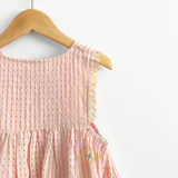 Girls Sun Dress Checkered Lace Ruffles Bohemian Blush Pink