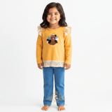 Girls Top & Pants Matching Set Embroidered Patchwork Little Turkey