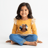 Girls Top & Pants Matching Set Embroidered Patchwork Little Turkey