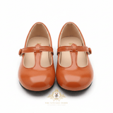 Girls Mary Jane Flats Vintage Style Children's Shoes Burnt Orange