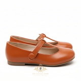 Girls Mary Jane Flats Vintage Style Children's Shoes Burnt Orange