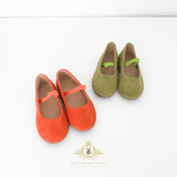 Girls Ballerina Flats Faux Suede Children's Shoes Tangerine
