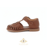 Girls Daisy Cutout T-Strap Sandals Children's Shoes Chocolate Brown