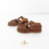 Girls Daisy Cutout T-Strap Sandals Children's Shoes Chocolate Brown