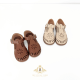 Girls Daisy Cutout T-Strap Sandals Children's Shoes Vanilla Cream