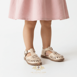 Girls Daisy Cutout T-Strap Sandals Children's Shoes Vanilla Cream