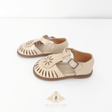 Girls Daisy Cutout T-Strap Sandals Children's Shoes Vanilla Cream