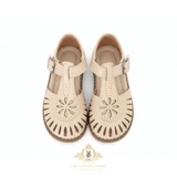 Girls Daisy Cutout T-Strap Sandals Children's Shoes Vanilla Cream