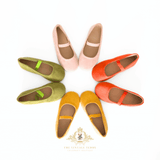Girls Ballerina Flats Faux Suede Children's Shoes Tangerine