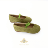 Girls Ballerina Flats Faux Suede Children's Shoes Pear Green