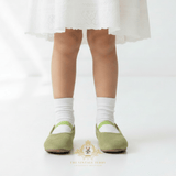 Girls Ballerina Flats Faux Suede Children's Shoes Pear Green