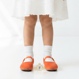 Girls Ballerina Flats Faux Suede Children's Shoes Tangerine