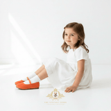 Girls Ballerina Flats Faux Suede Children's Shoes Tangerine