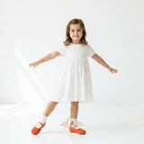 Girls Ballerina Flats Faux Suede Children's Shoes Tangerine
