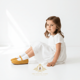 Girls Ballerina Flats Faux Suede Children's Shoes Sunshine Yellow