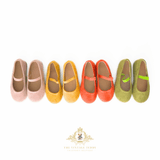 Girls Ballerina Flats Faux Suede Children's Shoes Tangerine