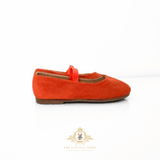 Girls Ballerina Flats Faux Suede Children's Shoes Tangerine