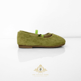 Girls Ballerina Flats Faux Suede Children's Shoes Pear Green