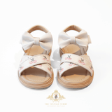 Girls Embroidered Floral Sandals Children's Shoes Cream & Pink