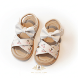 Girls Embroidered Floral Sandals Children's Shoes Cream & Pink