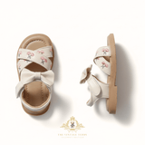 Girls Embroidered Floral Sandals Children's Shoes Cream & Pink