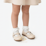 Girls Mary Jane Flats Vintage Style Children's Shoes Cream