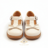 Girls Mary Jane Style Flats Children's Shoes Bow Cream