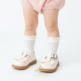 Girls Mary Jane Style Flats Children's Shoes Bow Cream