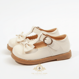 Girls Mary Jane Style Flats Children's Shoes Bow Cream