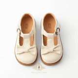 Girls Mary Jane Style Flats Children's Shoes Bow Cream