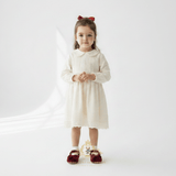 Girls Velvet Mary Jane Flats Children's Shoes Burgundy