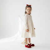 Girls Velvet Mary Jane Flats Children's Shoes Christmas Red