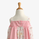 Girls Floral & Gingham Patchwork Bohemian Sun Dress Pink