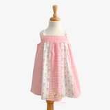 Girls Floral & Gingham Patchwork Bohemian Sun Dress Pink