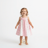 Girls Floral & Gingham Patchwork Bohemian Sun Dress Pink