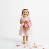 Girls Floral & Gingham Patchwork Bohemian Sun Dress Pink