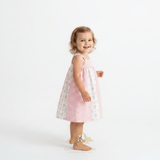 Girls Floral & Gingham Patchwork Bohemian Sun Dress Pink