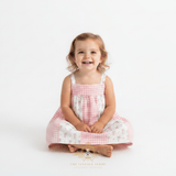 Girls Floral & Gingham Patchwork Bohemian Sun Dress Pink