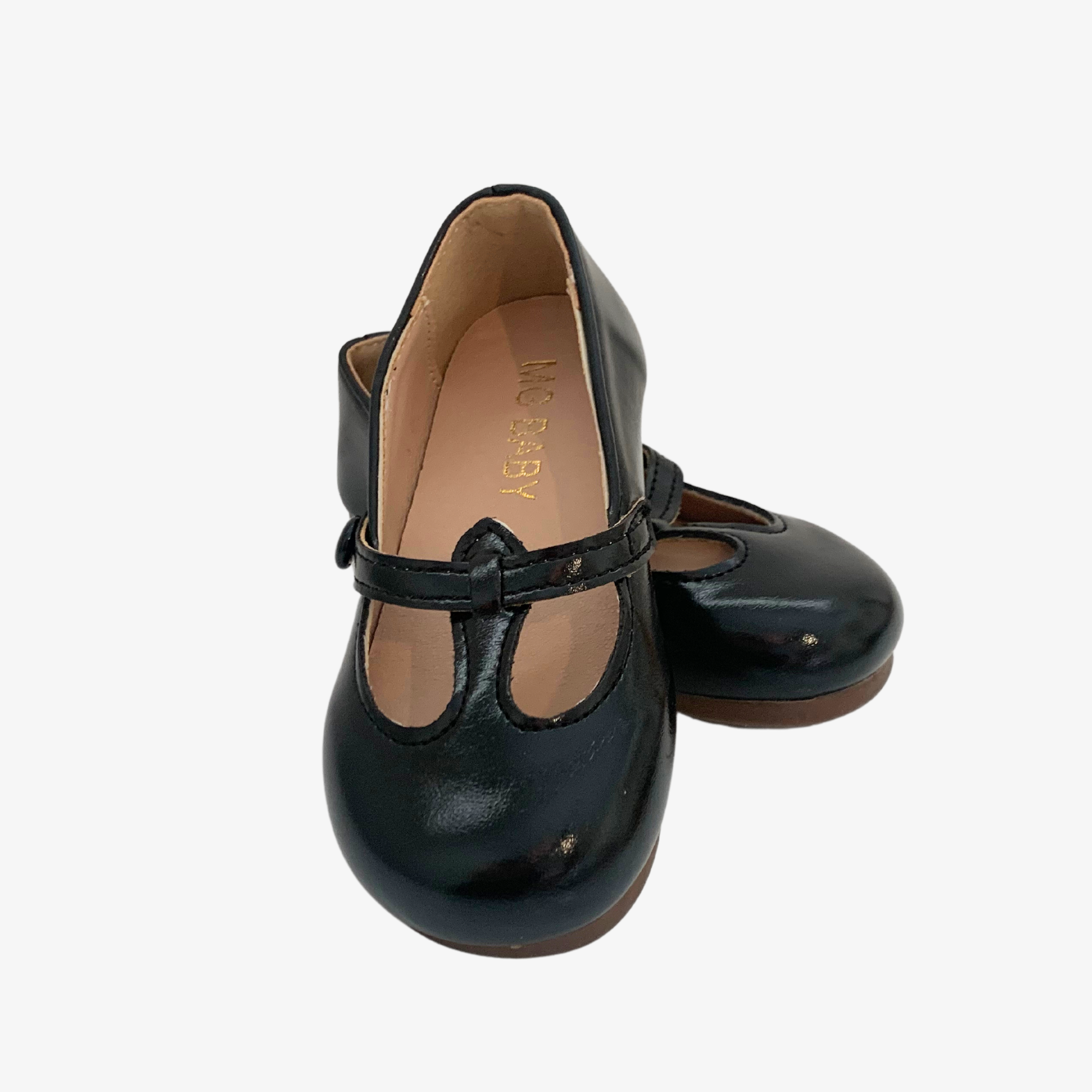 Girls black Mary Jane flats styled sassy vintage children's formal dress shoes boutique accessories for kids