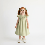 Girls Smocked Bishop Dress Green
