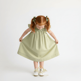 Girls Smocked Bishop Dress Green