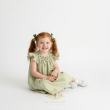 Girls Smocked Bishop Dress Green
