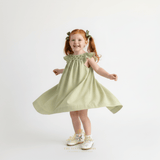 Girls Smocked Bishop Dress Green
