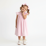 Girls Smocked Bishop Dress Rose Embroidery Pink