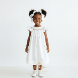 Girls Smocked Bishop Dress White