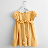 Girls Smocked Floral Embroidery Dress Yellow